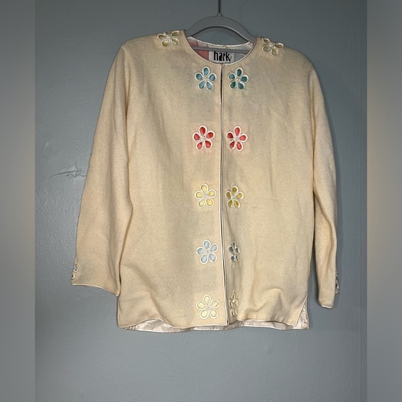 Hark vintage floral embossed lambs wool cardigan - Picture 1 of 6